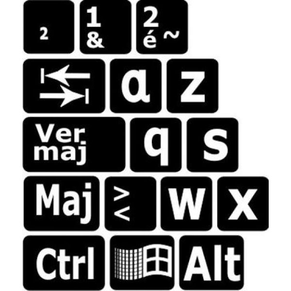 Stickers Autocollants Clavier Basse Vision Avec Grandes Lettres
